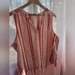 Sonoma Red & Cream Striped Sleeveless V-Neck Tank